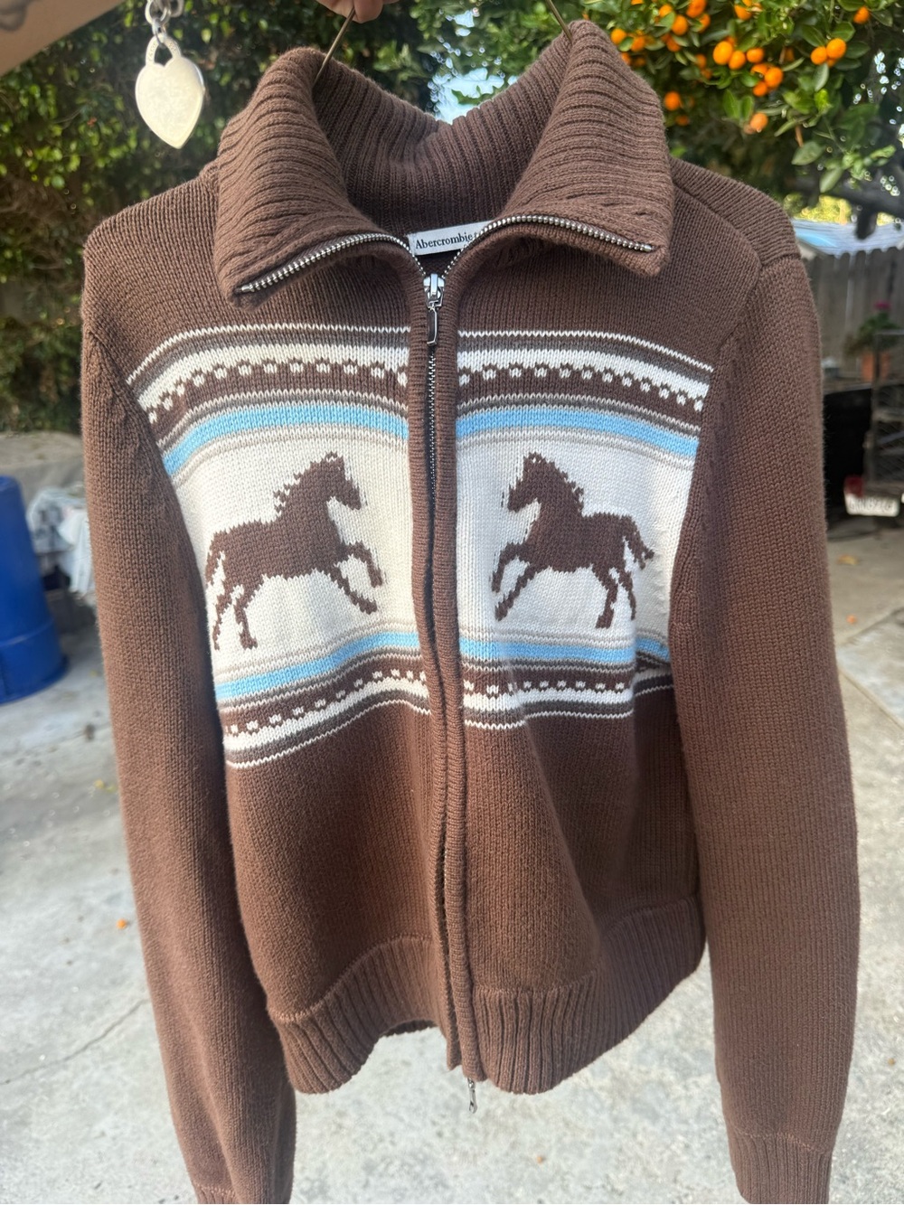 Abercrombie and Fitch Zip Up Horse Cardigan